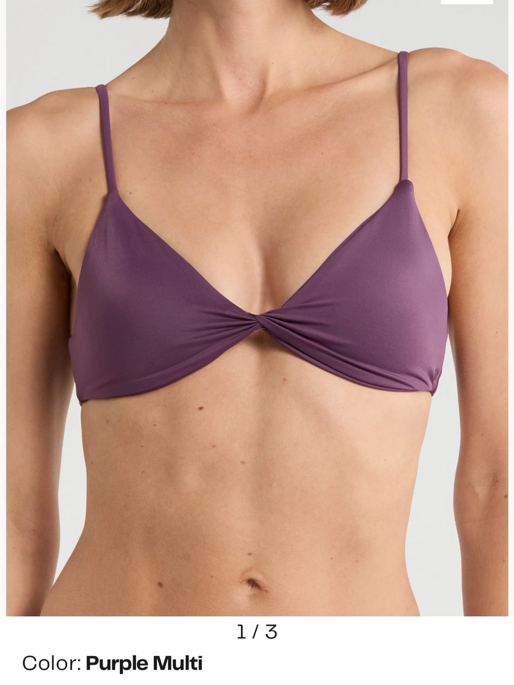Volcom Simply Seamless twist front bikini top in purple size medium